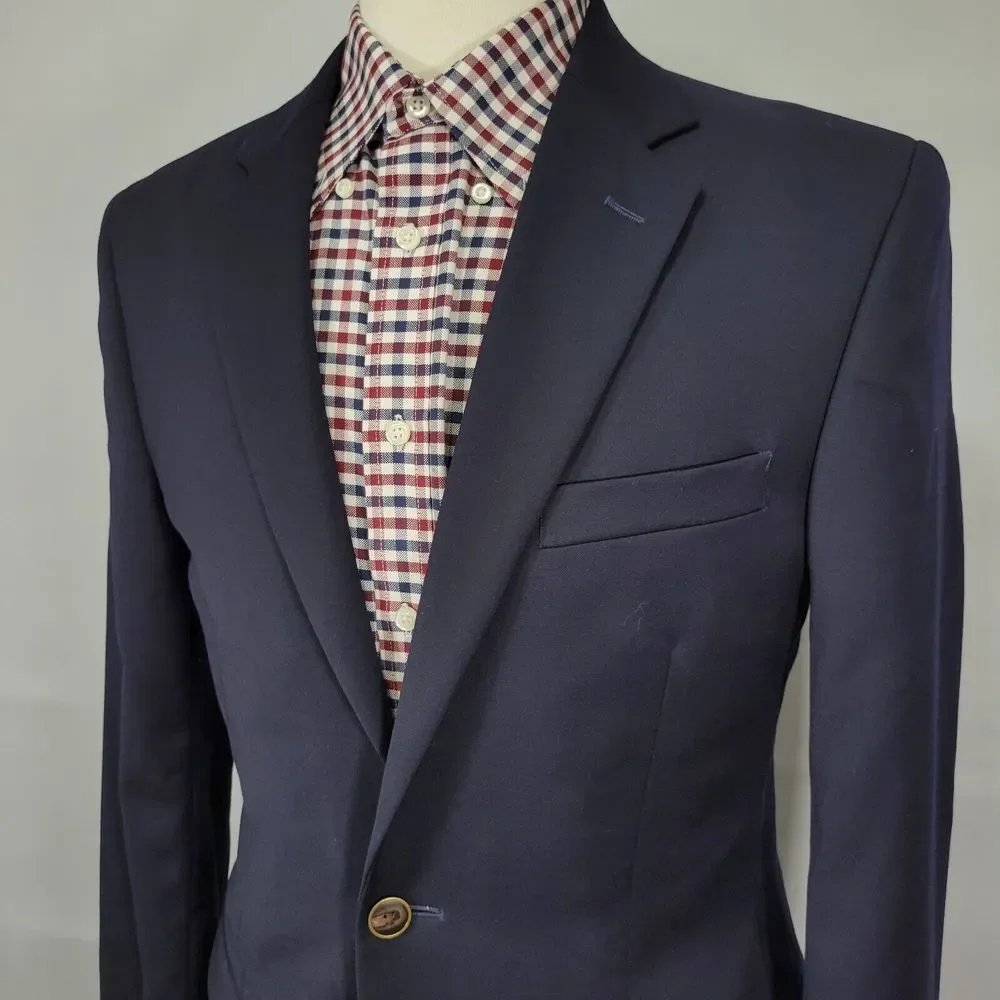 Joseph‎ Feiss Men's Sport Coat Blazer Two Button Navy Blue Twill Classic Fit 37R